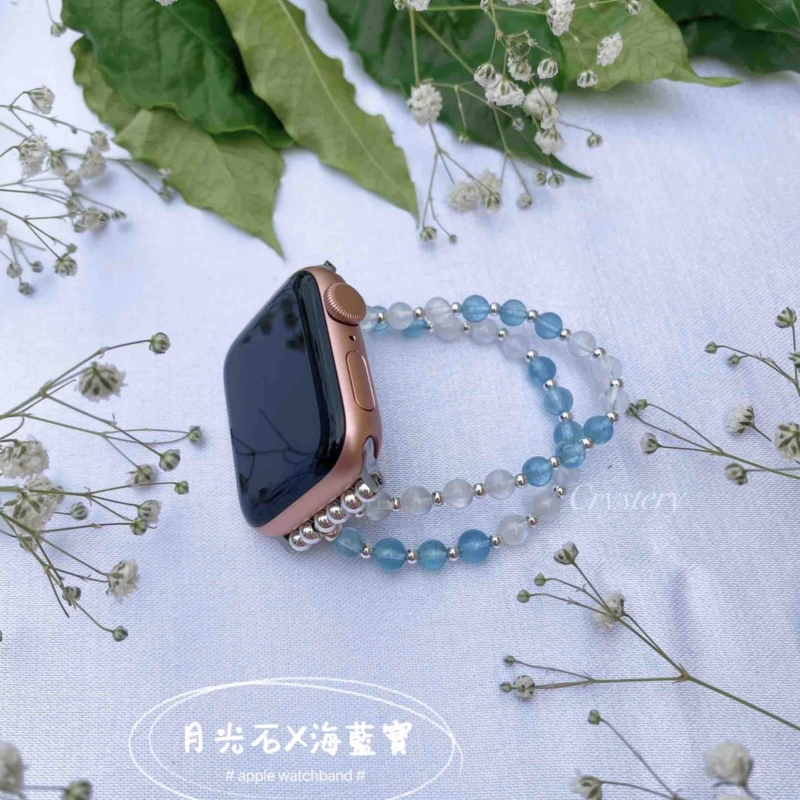 ❄️湛藍冰心 | Apple watch 水晶錶帶 | 海藍寶 ✕ 藍月光石