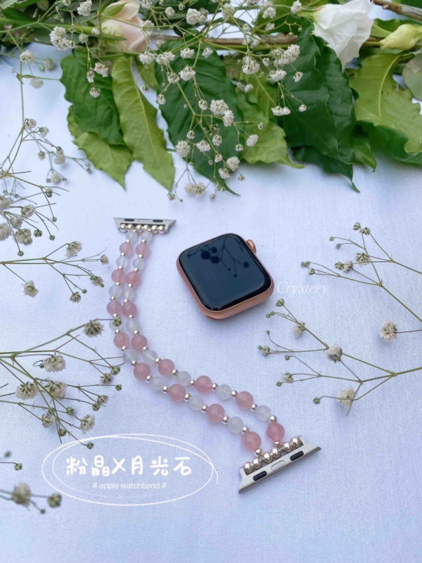 ❣️輕柔甜心 | Apple watch 水晶錶帶 | 粉晶 ✕ 藍月光石：圖片 2