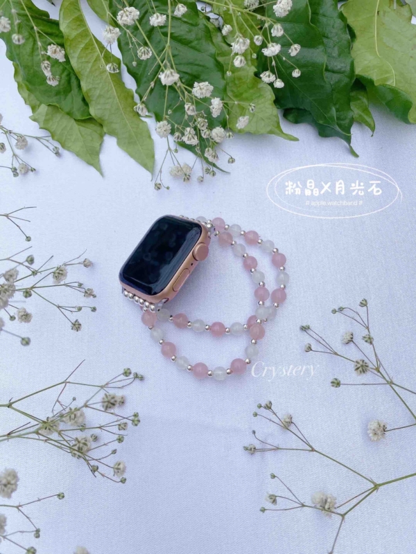 ❣️輕柔甜心 | Apple watch 水晶錶帶 | 粉晶 ✕ 藍月光石