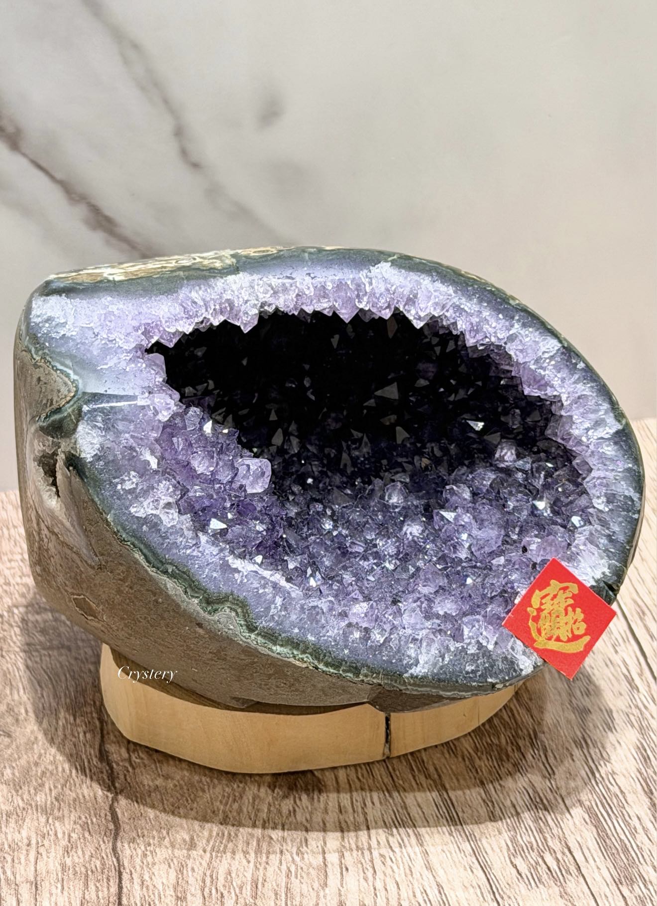 聚財納氣✨正能量擺件 迷你原皮紫晶洞A16:圖片 2