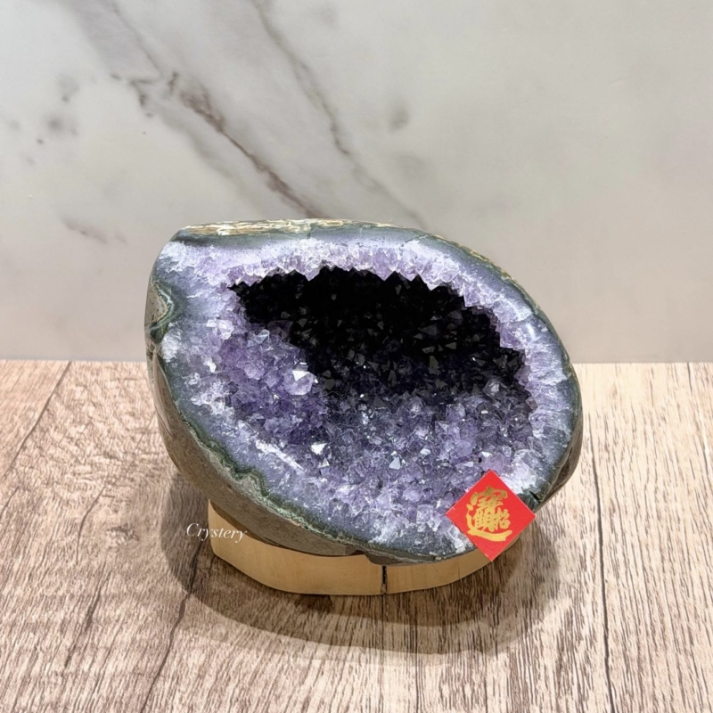 聚財納氣✨正能量擺件 迷你原皮紫晶洞A16